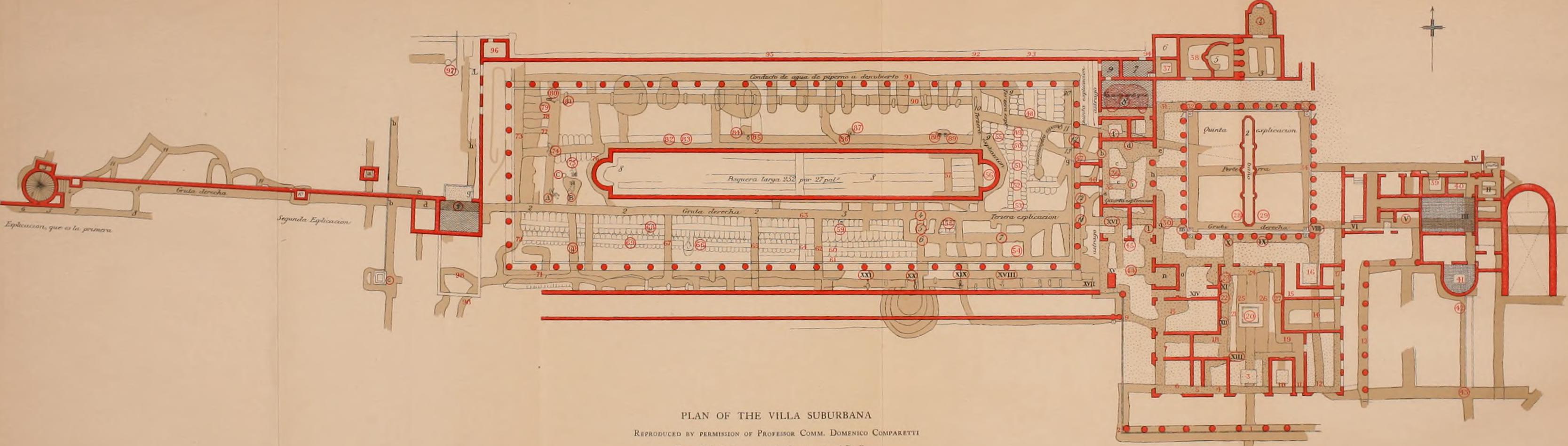 Ground plan of the Villa of the Papyri, Herculaneum, the largest surviving library from antiquity, our only direct source for the works of Chrysippus