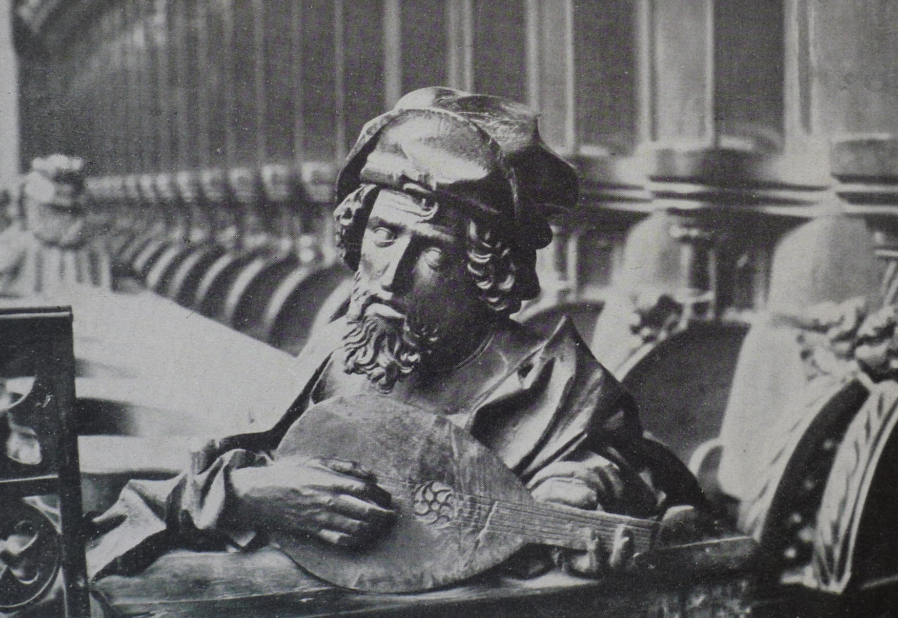 Pythagoras exploring harmonic theory, Münster Chorgestül (1469-1474)