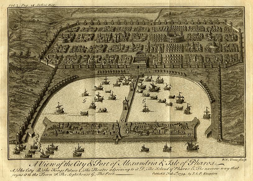 A fanciful eighteenth-century map of Alexandria. The Jewish quarter was on the left of the picture.