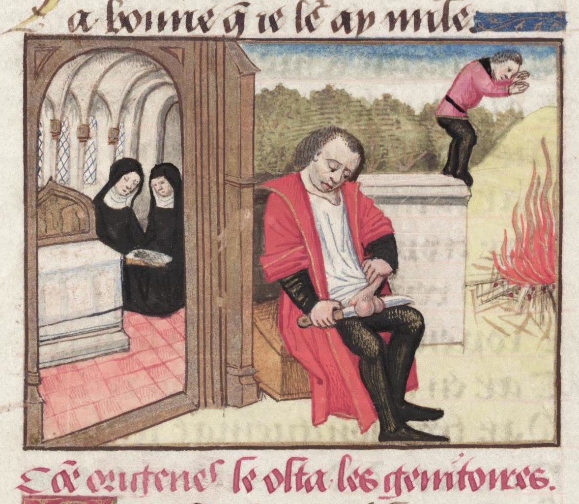 Origen's other claim to fame. MS Douce 195. Fifteenth century. Courtesy wikimedia commons, with apologies to Professor Reppmann.